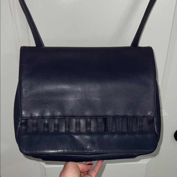 Bon Ami Navy Buttery Soft Leather Messenger Bag